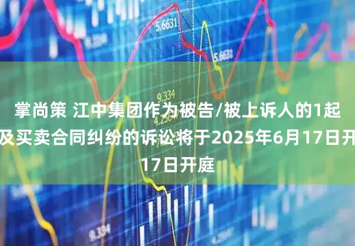 掌尚策 江中集团作为被告/被上诉人的1起涉及买卖合同纠纷的诉讼将于2025年6月17日开庭